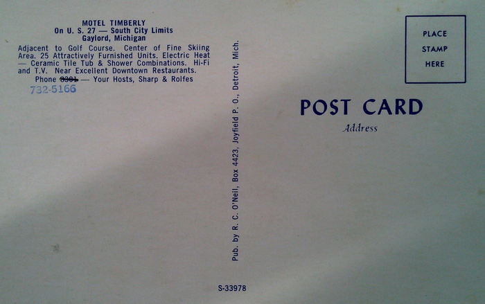 Timberly Motel (Motel Timberly) - Old Postcard (newer photo)